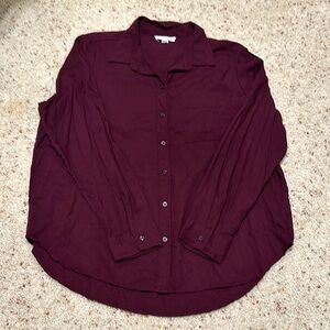 Women's Burgundy Button-Up Shirt